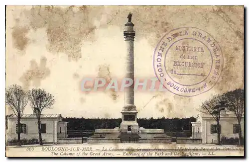 Cartes postales Boulogne sur Mer la Colonne de la Grande Armee l'entree du Parc et les Pavillons