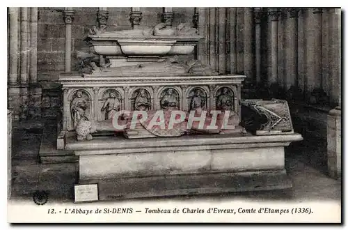 Cartes postales L'Abbaye de Sainte Denis Tombeau de Charles d'Evreux Comte d'Etampes