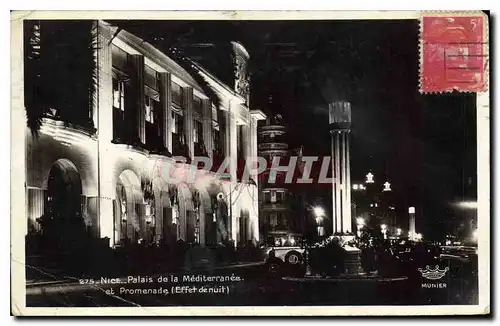Cartes postales Nice Palais de la Mediterranee et Promenade Effet de nuit