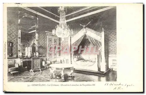 Cartes postales Compiegne Le Chateau Chambre a coucher de Napoleon III