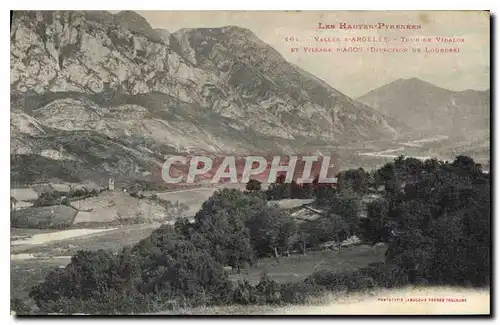 Cartes postales Les Hautes Pyrenees Vallee d'Argeles Tour de Vidalos et village d'Agos Direction de Lourdes