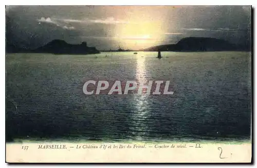 Cartes postales Marseille le Chateau d'If et les Iles du Frioul Coucher de soleil