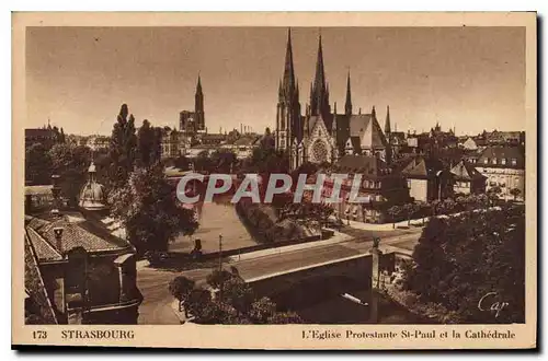 Ansichtskarte AK Strasbourg l'Eglise Protestante St Paul et la Cathedrale