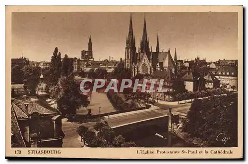 Cartes postales Strasbourg l'Eglise Protestante St Paul et la Cathedrale
