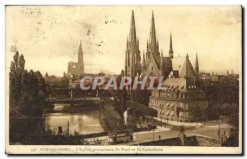 Ansichtskarte AK Strasbourg L'Eglise protestante St Paul et la Cathedrale