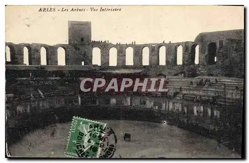 Cartes postales Arles Les Arenes vue interieure Taureau Corrida