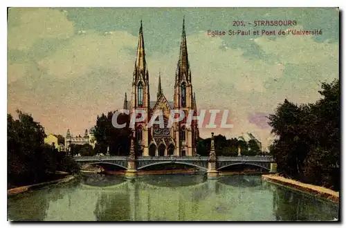 Cartes postales Strasbourg Eglise St Paul et Pont de l'Universite