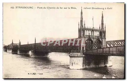 Cartes postales Strasbourg Pont du Chemin de fer sur e Rhin reliant Strasbourg a Kehi