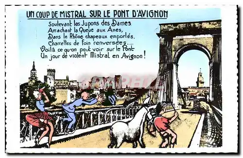 Cartes postales Un Coup de Mistral sur le Pont D'Avignon