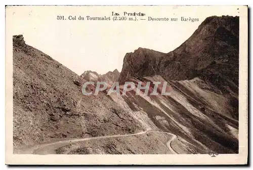 Cartes postales Les Pyrenees Col du Tourmalet Descente sur Bareges