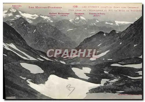 Cartes postales Les Hautes Pyrenees Lac d'Oncet et fond vers Gavarnie