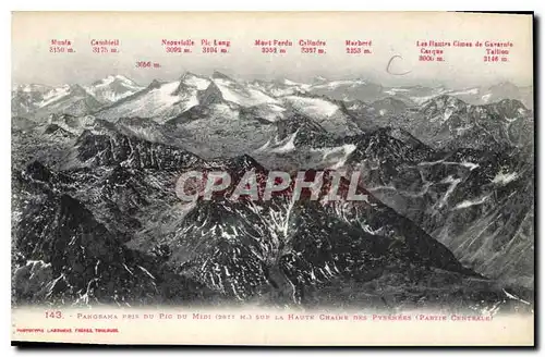 Ansichtskarte AK Panorama pris du Pic du Midi sur la Haute Chaine des Pyrenees Partie centrale