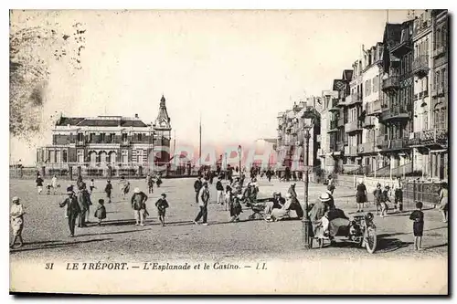 Cartes postales Le Treport l'Esplanade et le Casino  side-car Moto