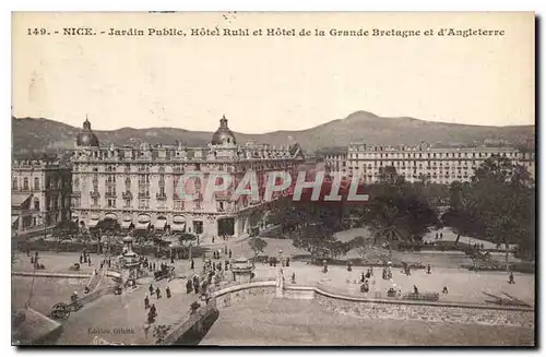 Ansichtskarte AK Nice Jardin Public hotel Ruhl et Hotel de la Grande Bretagne et d'Angleterre