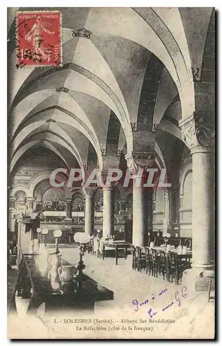 Cartes postales Solesmes Sarthe Abbaye des Benedictins le Refectoire Cote de la Fresque