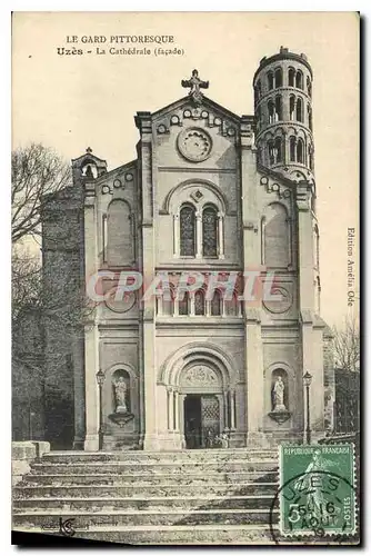 Cartes postales Le Gard Pittoresque Uzes la Cathedrale Facade