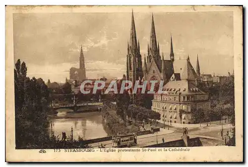 Ansichtskarte AK Strasbourg l'eglise Protestante St Paul et la Cathedrale