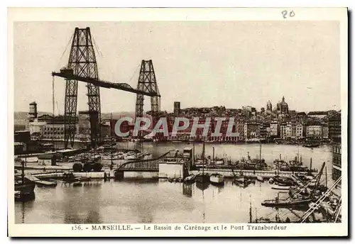 Cartes postales Marseille Le Bassin de Carenage et le Pont Transbordeur