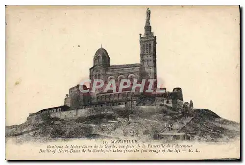 Ansichtskarte AK Marseille Basilique de Notre Dame de la Garde vue prise de la Passerelle de l'Ascenseur