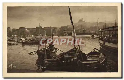 Cartes postales Les Petits Tableaux de Marseille Un coin du cieux Port au lointain sur la colline la Basilique d