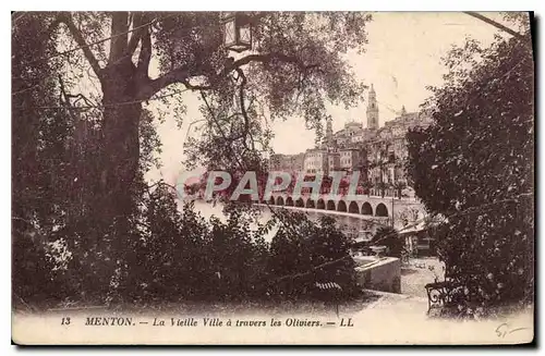 Cartes postales Menton La Vieille Ville a travers les Oliviers