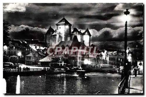 Ansichtskarte AK Annecy la nuit le Port et le Chateau illumine