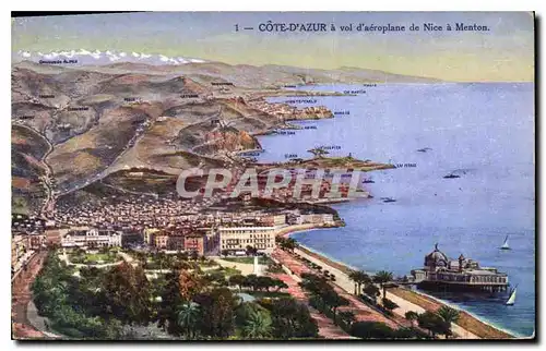 Cartes postales Cote d'Azur a vol d'aeroplane de Nice a Menton