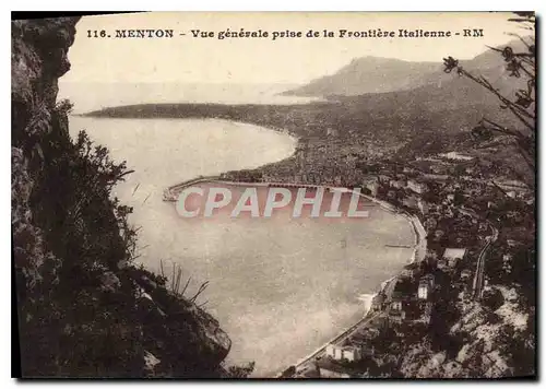 Cartes postales Menton vue generale prise de la Frontiere Italienne