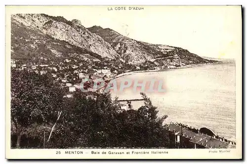 Cartes postales La Cote d'Azur Menton Baie de Garavan et Frontiere Italienne