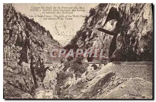 Cartes postales Ligne du Sud de la France A M Defile des Gorges du Loup et entree du Tunnel