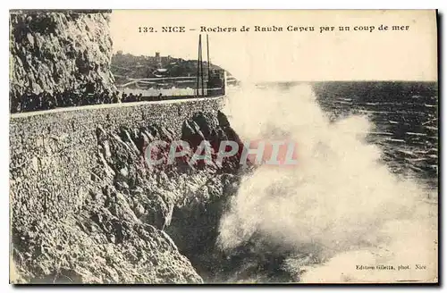 Cartes postales Nice Rochers de Rauba Capeu par un Coup de Mer