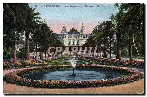 Cartes postales Mente Carlo les Jardins et le Casino