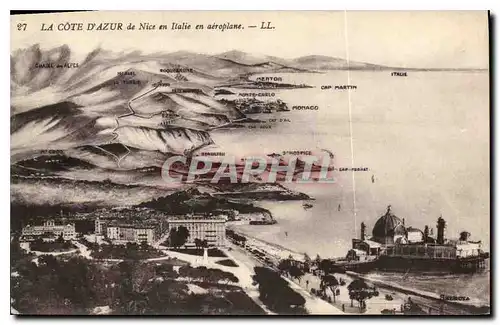 Cartes postales La Cote d'Azur de Nice en Italie en aeroplane