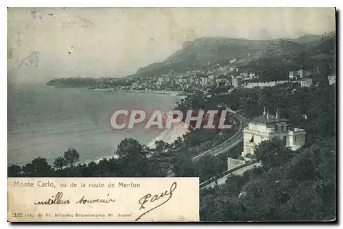 Cartes postales Monte Carlo vu de la route de Menton