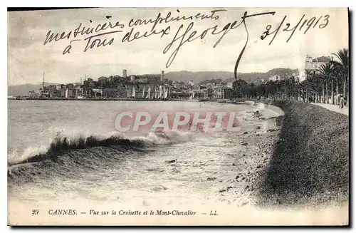 Cartes postales Cannes vue sur la croisette et le Mont Chevalier