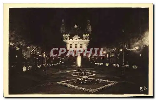 Cartes postales Monte Carlo la nuit le Casino et les Jardins