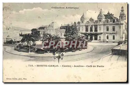 Cartes postales Collection Artistique Monte Carlo Casino Jardins Cafe de Paris