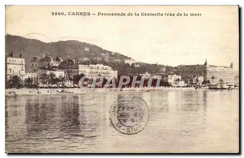 Cartes postales Cannes Promenade de la Croisette vue de la Mer