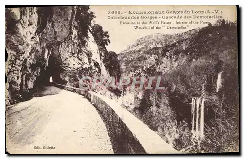 Cartes postales Excursion aux gorges du Loup A M Interieur des Gorges Cascade des Demoiselles