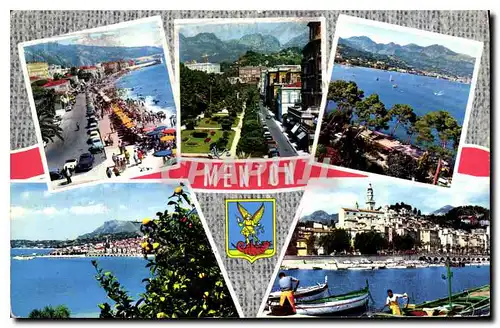 Cartes postales La Cote d'Azur Menton Boulevard General Laciere Le Jardin Vue sur Carnotes et Menton Vue general