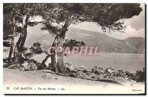 Cartes postales Cap Martin Vue sur Menton