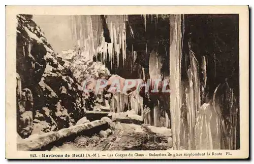 Cartes postales Environs de Beuil A M Les Gorges du Cians Stalactites de glace surplombant la Route