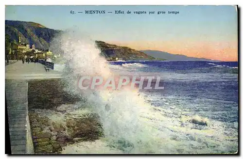 Cartes postales Menton Effet de vagues par gros temps