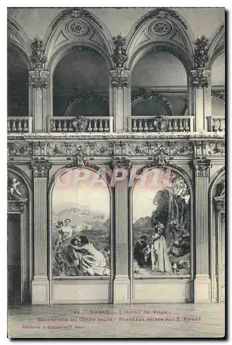 Cartes postales Nancy l'Hotel de Ville Decoration du Grand Salon Panneaux peints par E Friant