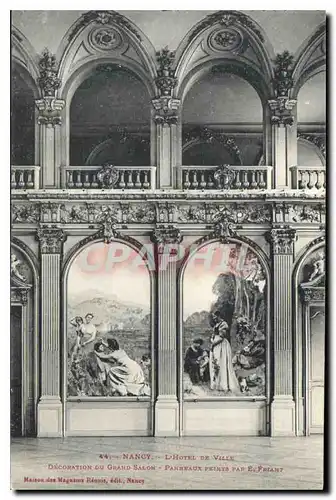 Cartes postales Nancy l'Hotel de Ville Decoration du Grand Salon Panneaux peints par E Friant