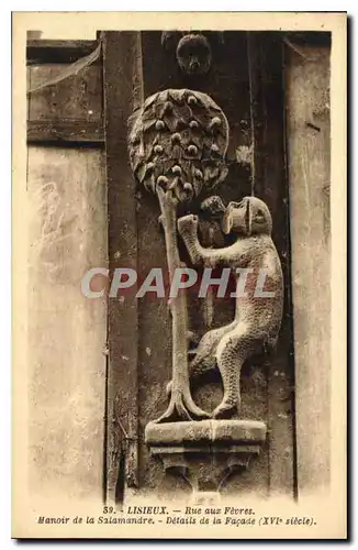 Cartes postales Lisieux Rue aux Fevres Manoir de la Salamandre Details de la Facade XVI siecle