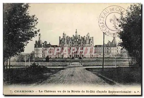 Cartes postales Chambord Le Chateau vu de la Route de St Die facade Septentrionale