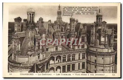 Cartes postales Chambord le Chateau Les Combles Vue prise a vol d'Oiseau