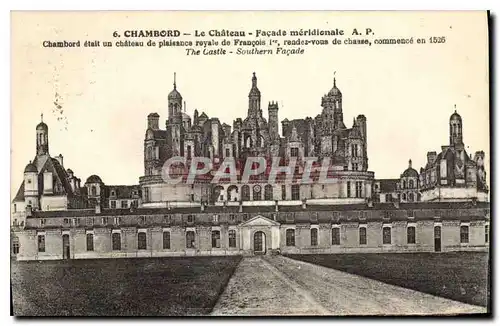 Cartes postales Chambord le Chateau Facade meridionale