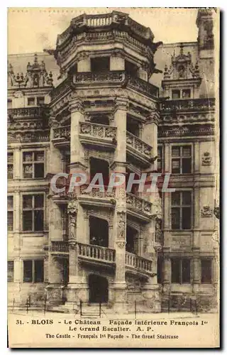 Cartes postales Blois le Chateau Facade interieure Francois I Le Grand Escalier